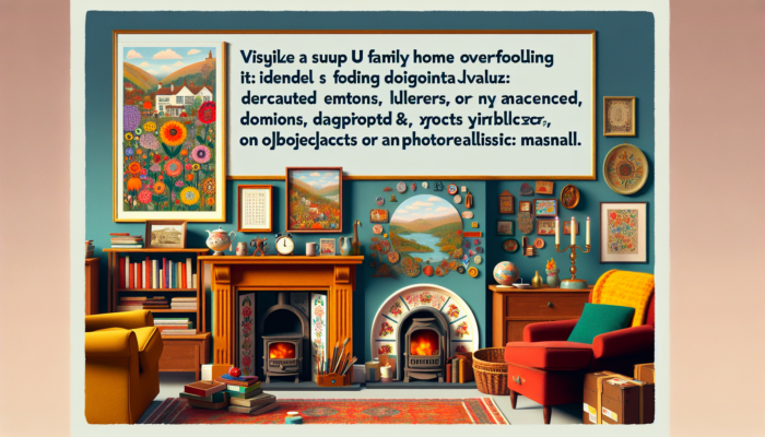 A cosy UK family home featuring a child's first artwork and a treasured family heirloom, evoking fond memories.