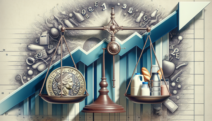 How Inflation Impacts Debt Consolidation Loans: A Guide | DCL How Inflation Impacts Debt Consolidation Loans: A scale with a British pound coin and rising prices, symbolising inflation's effect on UK purchasing power.