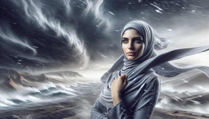 Mental Resilience Training: A person standing confidently in a storm, symbolising mental resilience and emotional stability.