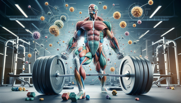 Optimising Magnesium for Powerlifting: Powerlifter lifting weights, muscles highlighted showing magnesium aiding calcium regulation for enhanced performance.