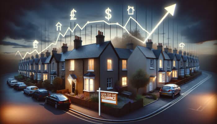 Graph illustrating fluctuations in UK house clearance market prices against economic indicators and conditions.