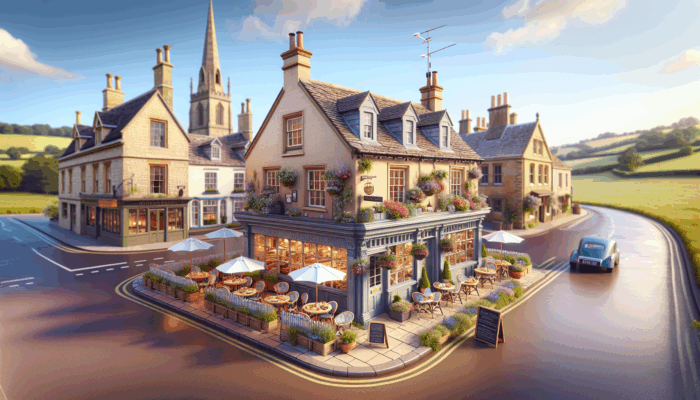 A small café in Wotton-under-Edge featuring unique dishes with historic buildings and countryside in a video.