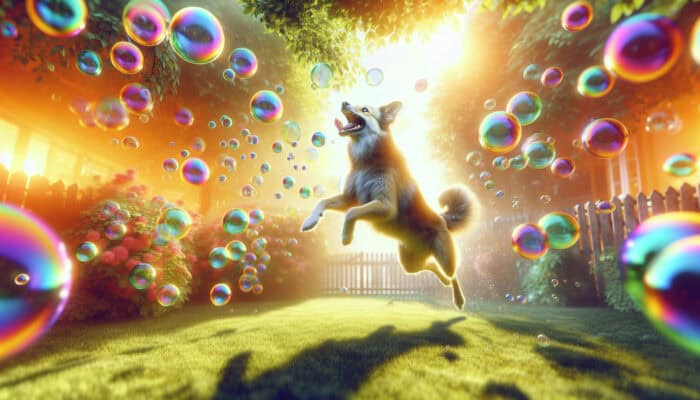 Bubble Chasing: Universal Fun for Pets Outdoors
